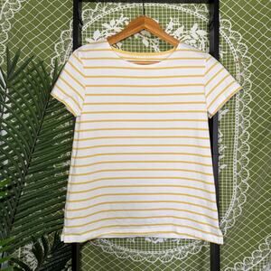 Mousqueton Yellow & White Striped Breton Tee - French Coastal Girl - Size M